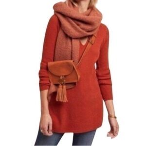 Anthropologie ett Twa Amrita Ribbed Soft Wool Burnt Orange Long Sleeve Pullover